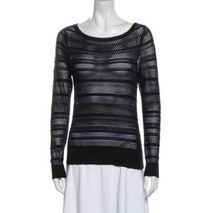 Rag And Bone mesh striped scoop neck sweater